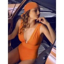 Träger Badeanzug TANDEM Orange Von Nicole Olivier