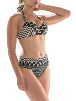 Neckholder Bikini MELBA-MELODIE Schwarz-creme Von Nicole Olivier -MAISON LEJABY Verkäufe bikini melba melodie schwarz weiss nicole olivier