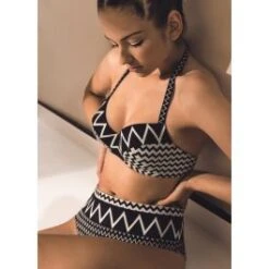 Neckholder Bikini MELBA-MELODIE Schwarz-creme Von Nicole Olivier