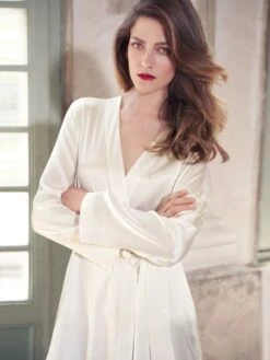 100% Seide Morgenmantel CLASSICO Von Luna Di Seta -MAISON LEJABY Verkäufe kimono kurz seide vlst08009 elfenbein weiss luna di seta 3 1 1 1 1 1