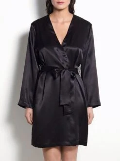 100% Seide Morgenmantel CLASSICO Von Luna Di Seta -MAISON LEJABY Verkäufe kimono kurz seide vlst08009 schwarz luna di seta 2 1 1 1 1 1