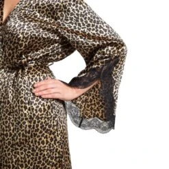 Seiden-Kimono LACE ANIMALIER Leopard Von Luna Di Seta -MAISON LEJABY Verkäufe kimono seide leopard lace animalier luna di seta detail