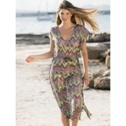 Strandkleid ZICK ZACK Türkis-bronze Von Fürstenberg