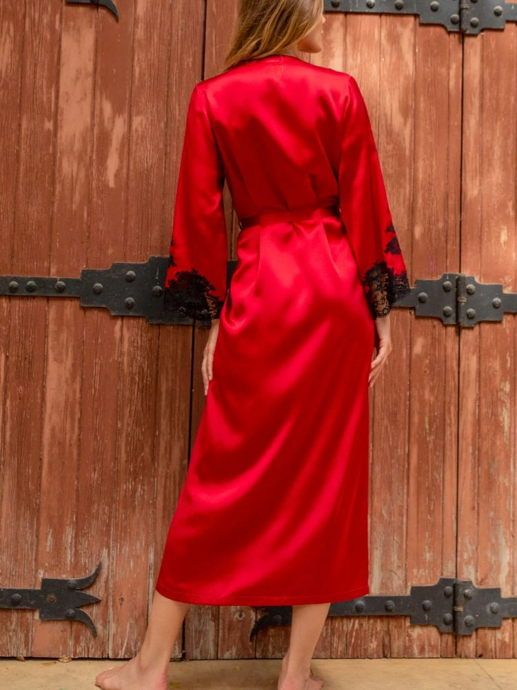 100% Seide Morgenmantel Lang MARJOLIE No. 9 Von Marjolaine 7 100% Seide Morgenmantel Lang MARJOLIE No. 9 Von Marjolaine – Bild 5