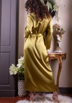 100% Seide Morgenmantel Lang LAURIAN Uni Marjolaine -MAISON LEJABY Verkäufe morgenmantel seide lang linde laurian goldgruen marjolaine 3 8 1 1