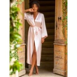 100% Seide Morgenmantel Lang LAURIAN Uni Marjolaine