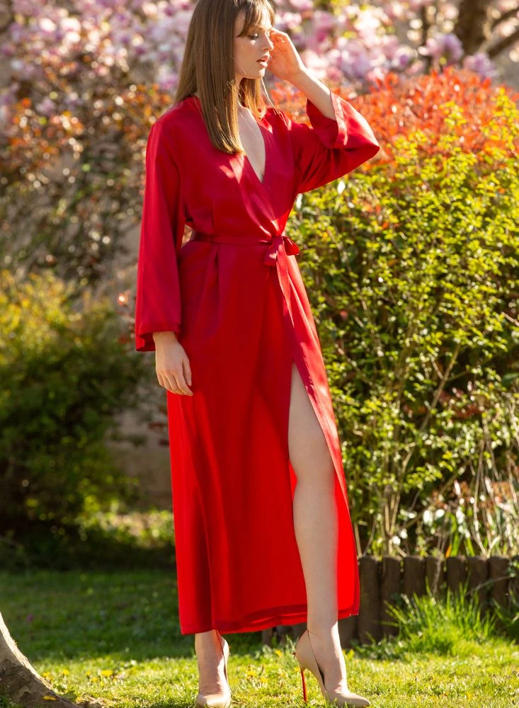 100% Seide Morgenmantel Lang LAURIAN Marjolaine 20 100% Seide Morgenmantel Lang LAURIAN Marjolaine – Bild 18