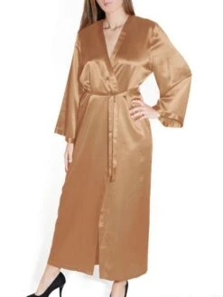 100% Seide Morgenmantel Lang LAURIAN Uni Marjolaine -MAISON LEJABY Verkäufe morgenmantel seide laurian goldbeige marjolaine 1 4 1 1