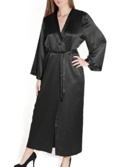 100% Seide Morgenmantel Lang LAURIAN Uni Marjolaine -MAISON LEJABY Verkäufe morgenmantel seide laurian schwarz marjolaine 1 3 1 1