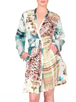 Kimono 100% Seide TOPAS Mit Animalprint Von Eva B. Bitzer -MAISON LEJABY Verkäufe morgenmantel seide topas bitzer 1