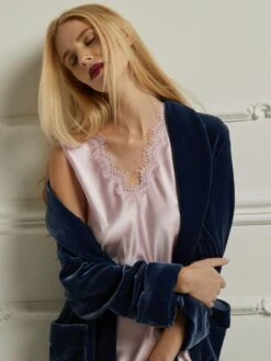 100% Seide Nachtkleid SIBILLE Von Vivis -MAISON LEJABY Verkäufe nachtkleid lang sybille rosa vivis 3