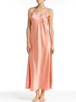 100% Seide Nachtkleid Lang DORINE Von Vivis -MAISON LEJABY Verkäufe nachtkleid seide dorine v00006 salmone vivis 1