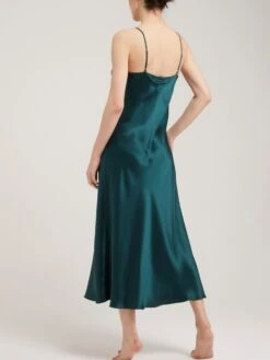 100% Seide Nachtkleid Lang DORINE Von Vivis -MAISON LEJABY Verkäufe nachtkleid seide dorine v00389 pine vivis 3 6