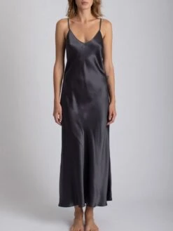100% Seide Nachtkleid Lang DORINE Von Vivis -MAISON LEJABY Verkäufe nachtkleid seide lang dorine v00006 anthrazit vivis 4 1
