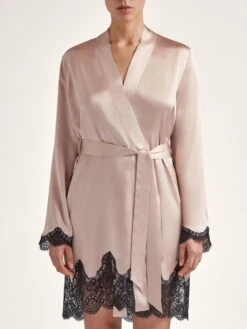 100% Seide Kimono TOI MON AMOUR Altrosa-schwarz Von Aubade -MAISON LEJABY Verkäufe seide kimono qs65 sonate altrosa schwarz 2 toi moi amour aubade