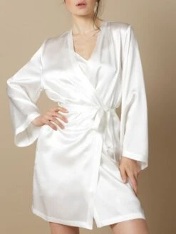 100% Seide Morgenmantel SOIE LASER Von Marjolaine -MAISON LEJABY Verkäufe seide morgenmantel laser naturel soie unie marjolaine 2 8 1