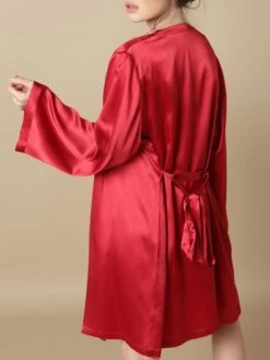 100% Seide Morgenmantel SOIE LASER Von Marjolaine -MAISON LEJABY Verkäufe seide morgenmantel laser rot soie unie marjolaine 9 1