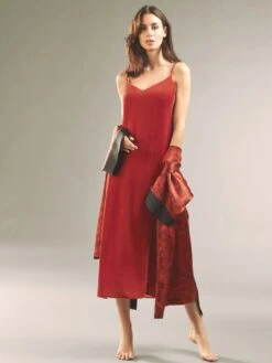 100% Seide Nachtkleid DORINE Von Vivis -MAISON LEJABY Verkäufe seide nachtkleid lang dorine paprika vivis