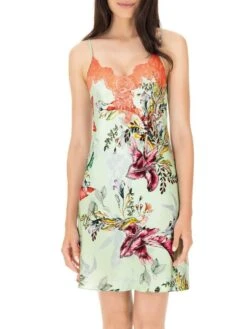 100% Seide Negligee TROPICAL GARDEN Aqua-bunt Von Luna Di Seta -MAISON LEJABY Verkäufe seide neglige bunt vlst60593 tropical garden luna di seta 1