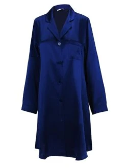 100% Seide Langarm Sleepshirt KLASSIK SATIN Von Eva B. Bitzer -MAISON LEJABY Verkäufe seide sleepshirt 27319869 blau bitzer 1 1 1