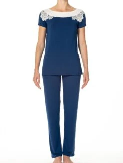 Sommer Pyjama CAMILLA Blau-weiß Aus Modal Von Imec -MAISON LEJABY Verkäufe sommer pyjama modal blau camilla 72181 imec 1