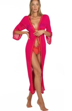 Strandmantel Lang LUREX PALME Fuchsia Pink Von Pin-Up Stars -MAISON LEJABY Verkäufe strand mantel pb172a rot pin up stars