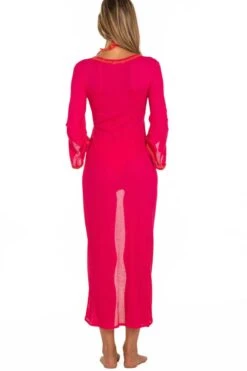 Strandmantel Lang LUREX PALME Fuchsia Pink Von Pin-Up Stars -MAISON LEJABY Verkäufe strand mantel pb172a rot pin up stars 3