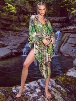 Strand Tunika EMIR Grün Von Nicole Olivier -MAISON LEJABY Verkäufe tunika emir jungle nicole olivier 1